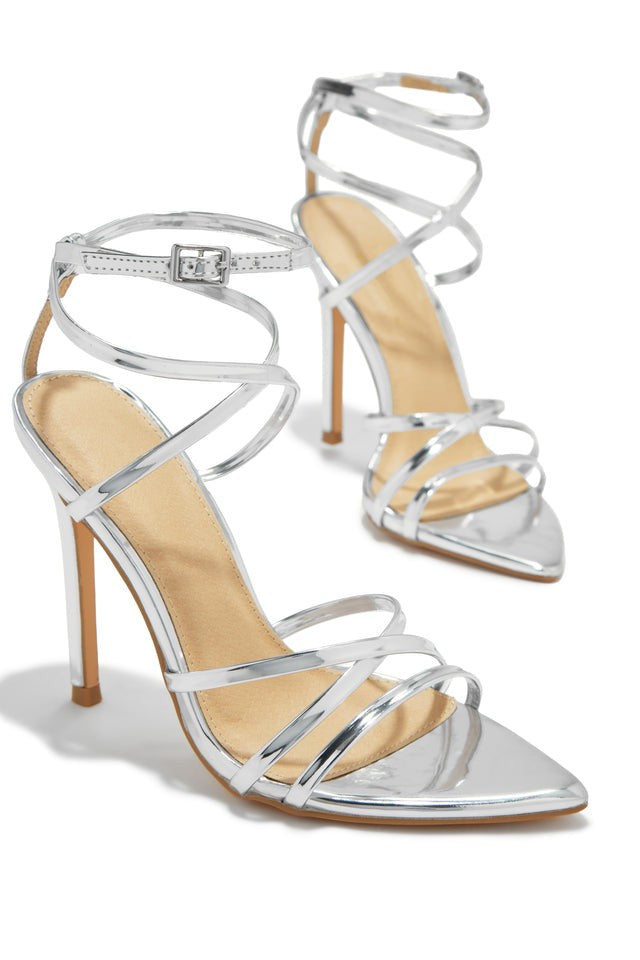 Strappy Silver Heels